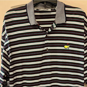 Masters Polo Shirt Golf Green Red Navy Stripe XL Augusta National Authentic